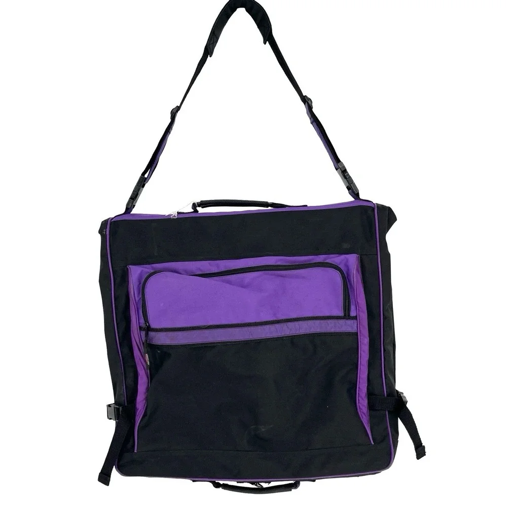 Vintage High Sierra Garment Bag Black Purple Suit Travel Luggage Shoulder 23in